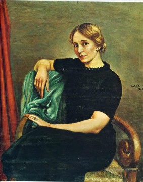  chirico - Porträt von isa mit schwarzem Kleid 1935 Giorgio de Chirico Metaphysical Surrealismus